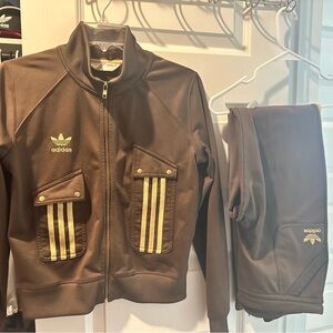 Brown and Gold Adidas sweatsuit